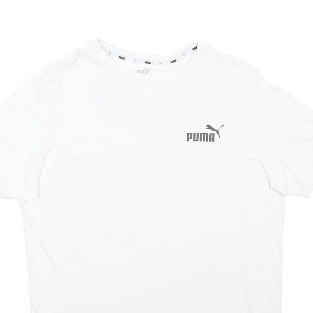 PUMA Mens White Logo Graphic T-Shirt M Short Sleeve Crew Neck Casual Wear
