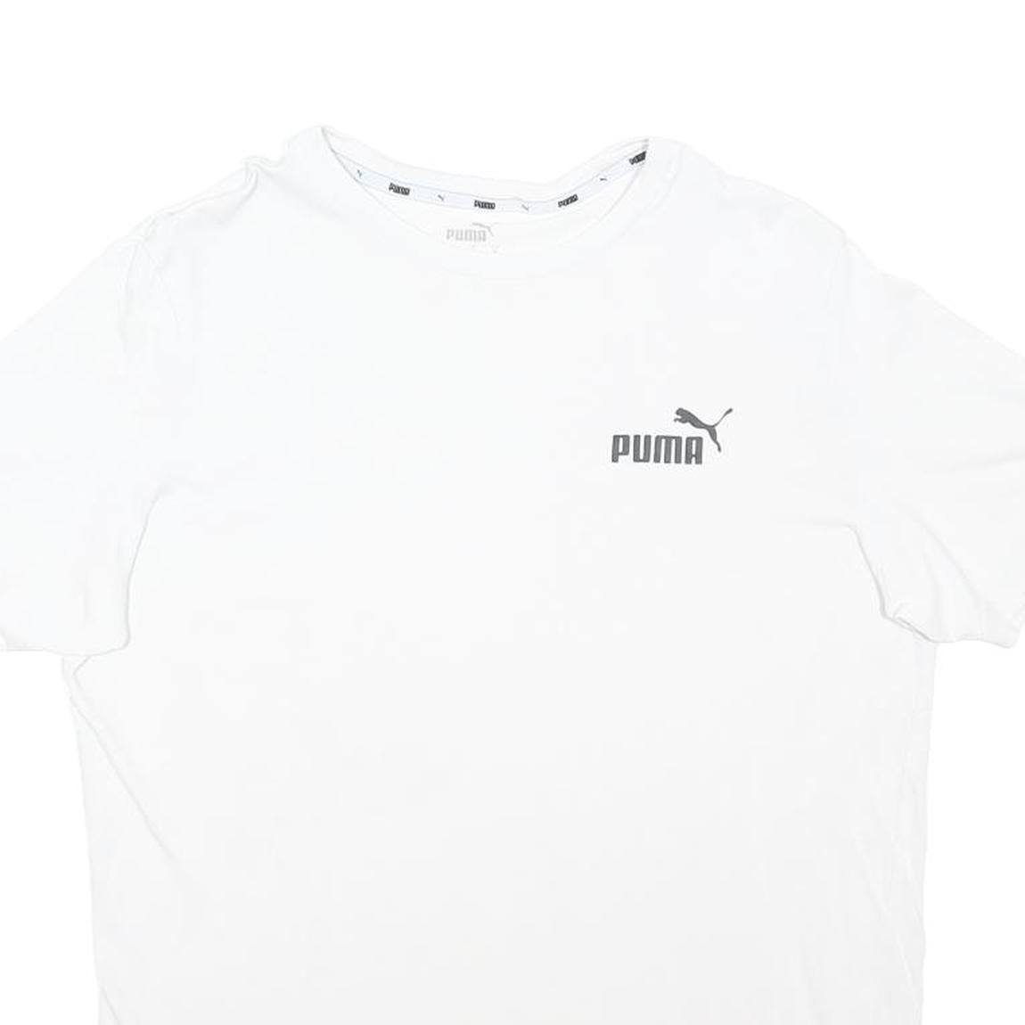 PUMA Mens White Logo Graphic T-Shirt M Short Sleeve Crew Neck Casual Wear