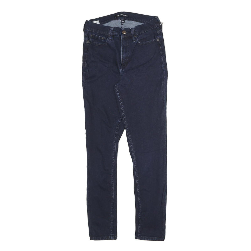 CALVIN KLEIN JEANS Womens Slim Dark Blue Denim Jeans Zip W26 L27 Stylish Cotton