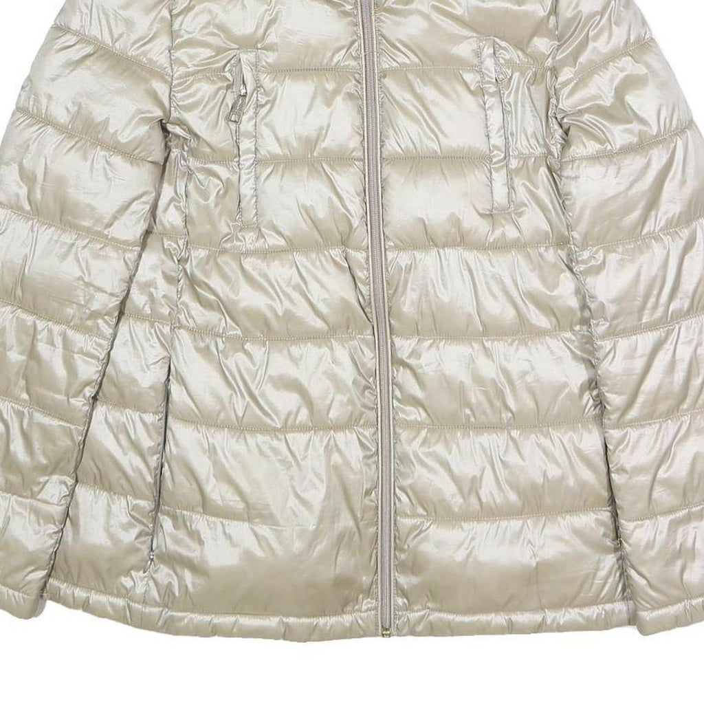 CALVIN KLEIN Womens Cream Puffer Jacket XS Polyester Blend Zip Lightweight
