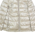 CALVIN KLEIN Womens Cream Puffer Jacket XS Polyester Blend Zip Lightweight