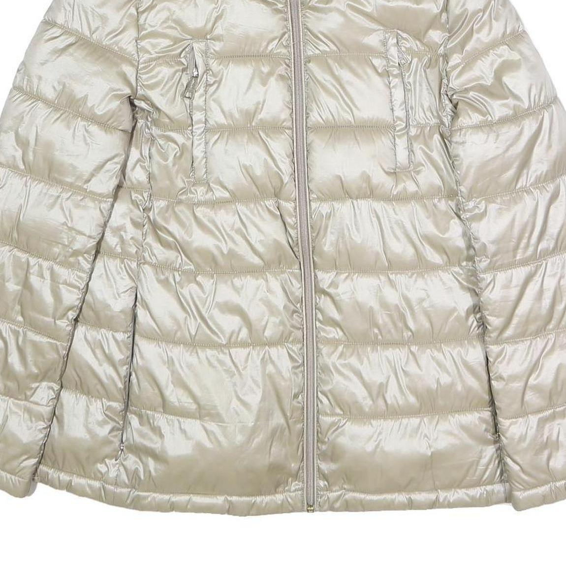 CALVIN KLEIN Womens Cream Puffer Jacket XS Polyester Blend Zip Lightweight