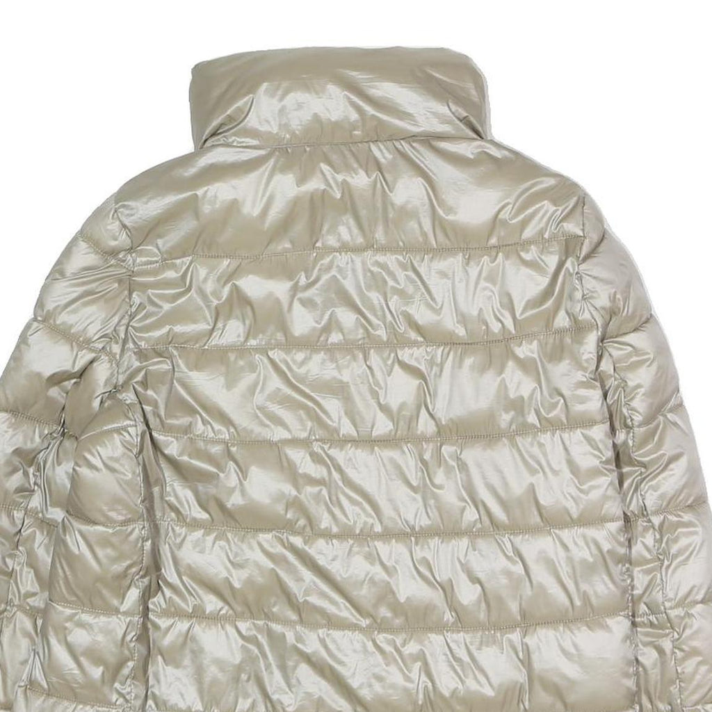 CALVIN KLEIN Womens Cream Puffer Jacket XS Polyester Blend Zip Lightweight