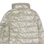 CALVIN KLEIN Womens Cream Puffer Jacket XS Polyester Blend Zip Lightweight