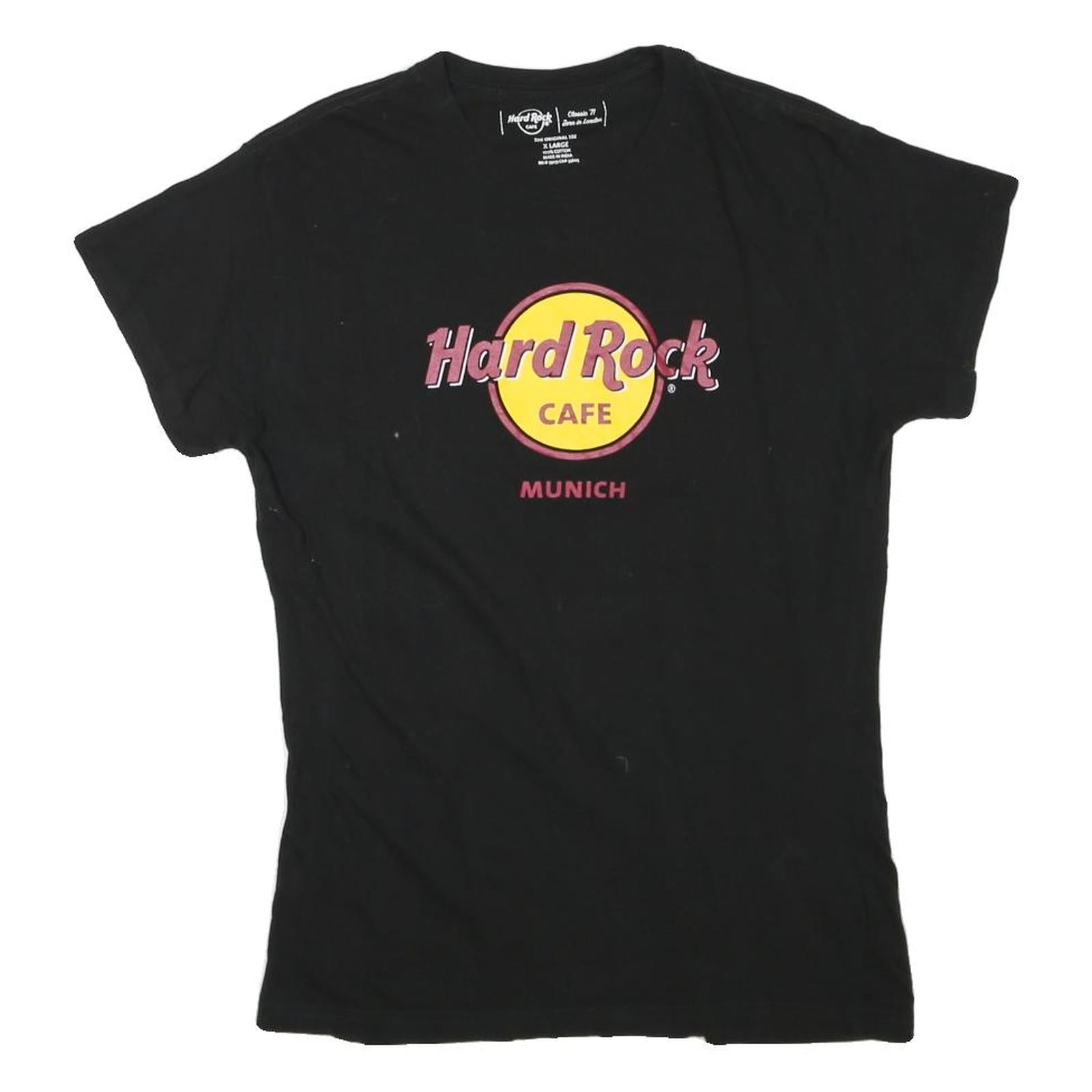 HARD ROCK CAFE Womens Black Munich T-Shirt XL Short Sleeve Crew Neck Cotton