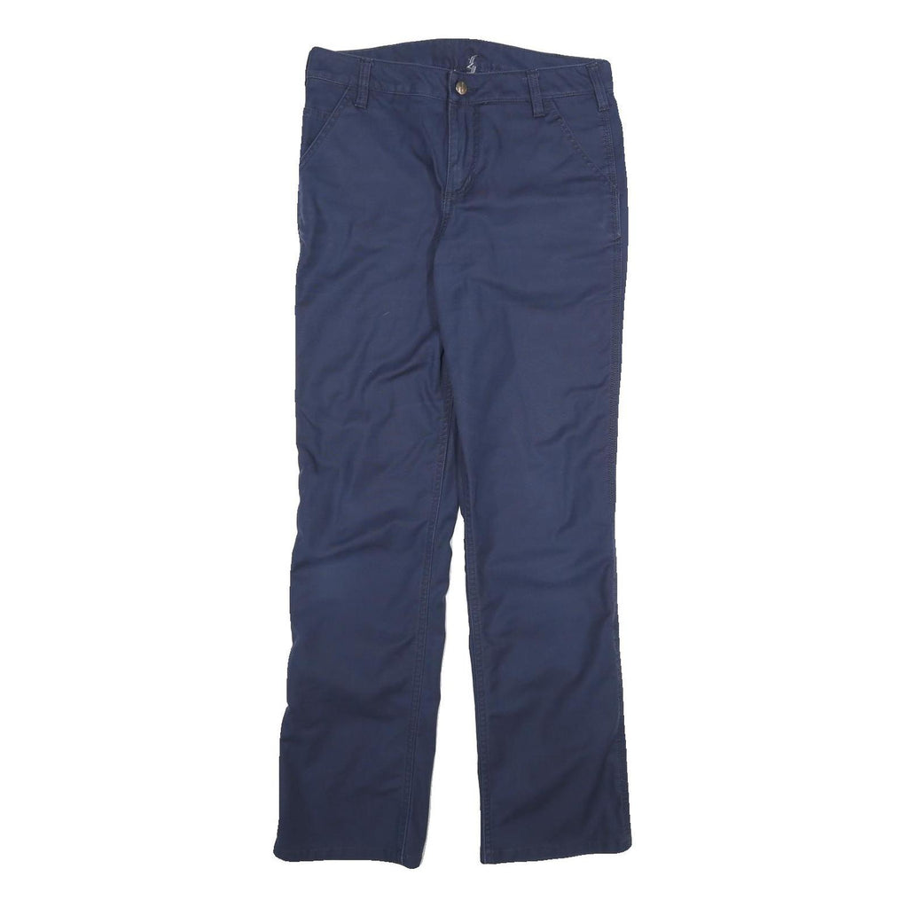 CARHARTT Mens Navy Regular Straight Cotton Blend Trousers W30 L30 Workwear Zip