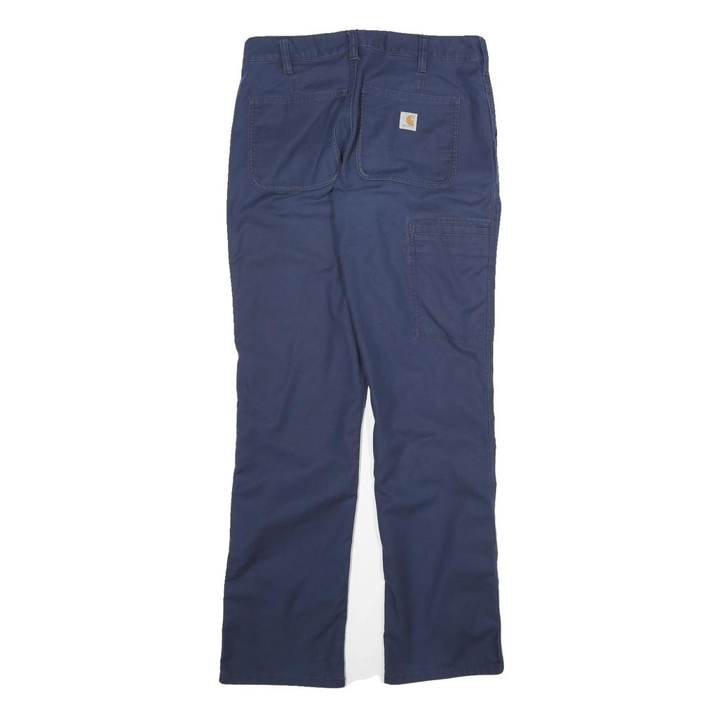 CARHARTT Mens Navy Regular Straight Cotton Blend Trousers W30 L30 Workwear Zip