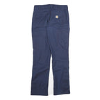 CARHARTT Mens Navy Regular Straight Cotton Blend Trousers W30 L30 Workwear Zip
