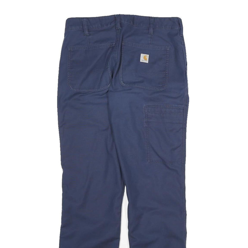 CARHARTT Mens Navy Regular Straight Cotton Blend Trousers W30 L30 Workwear Zip