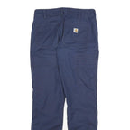 CARHARTT Mens Navy Regular Straight Cotton Blend Trousers W30 L30 Workwear Zip