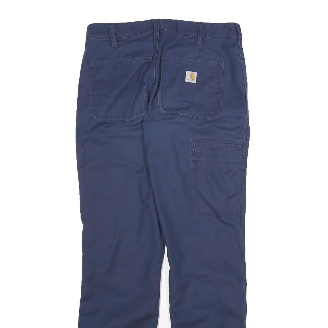 CARHARTT Mens Navy Regular Straight Cotton Blend Trousers W30 L30 Workwear Zip