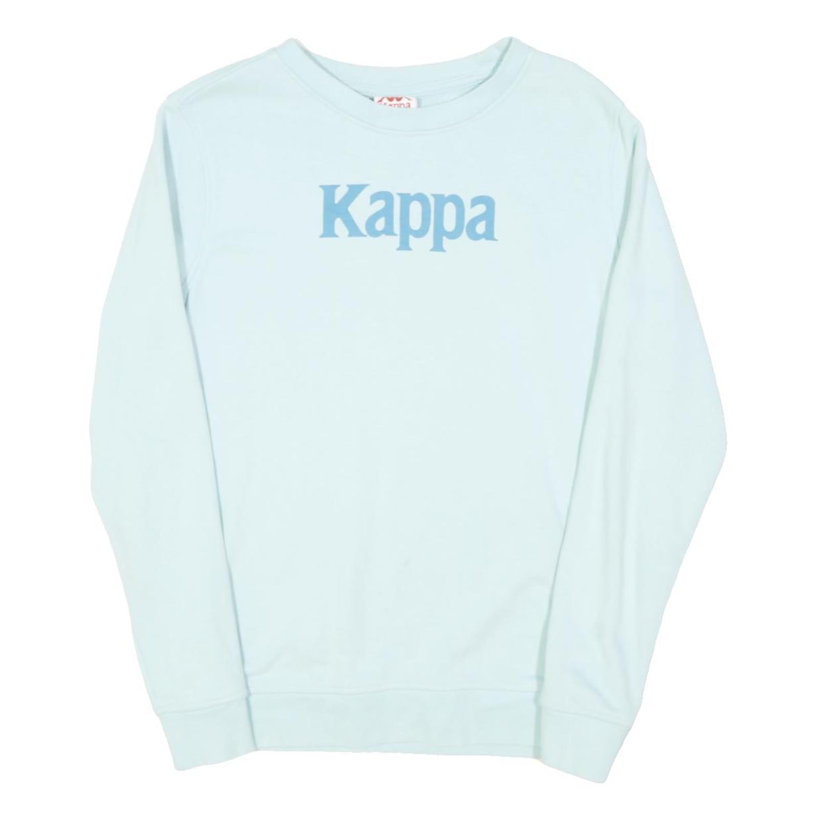 KAPPA Womens Light Blue Sweatshirt Crew Neck M Cotton Blend Logo Print