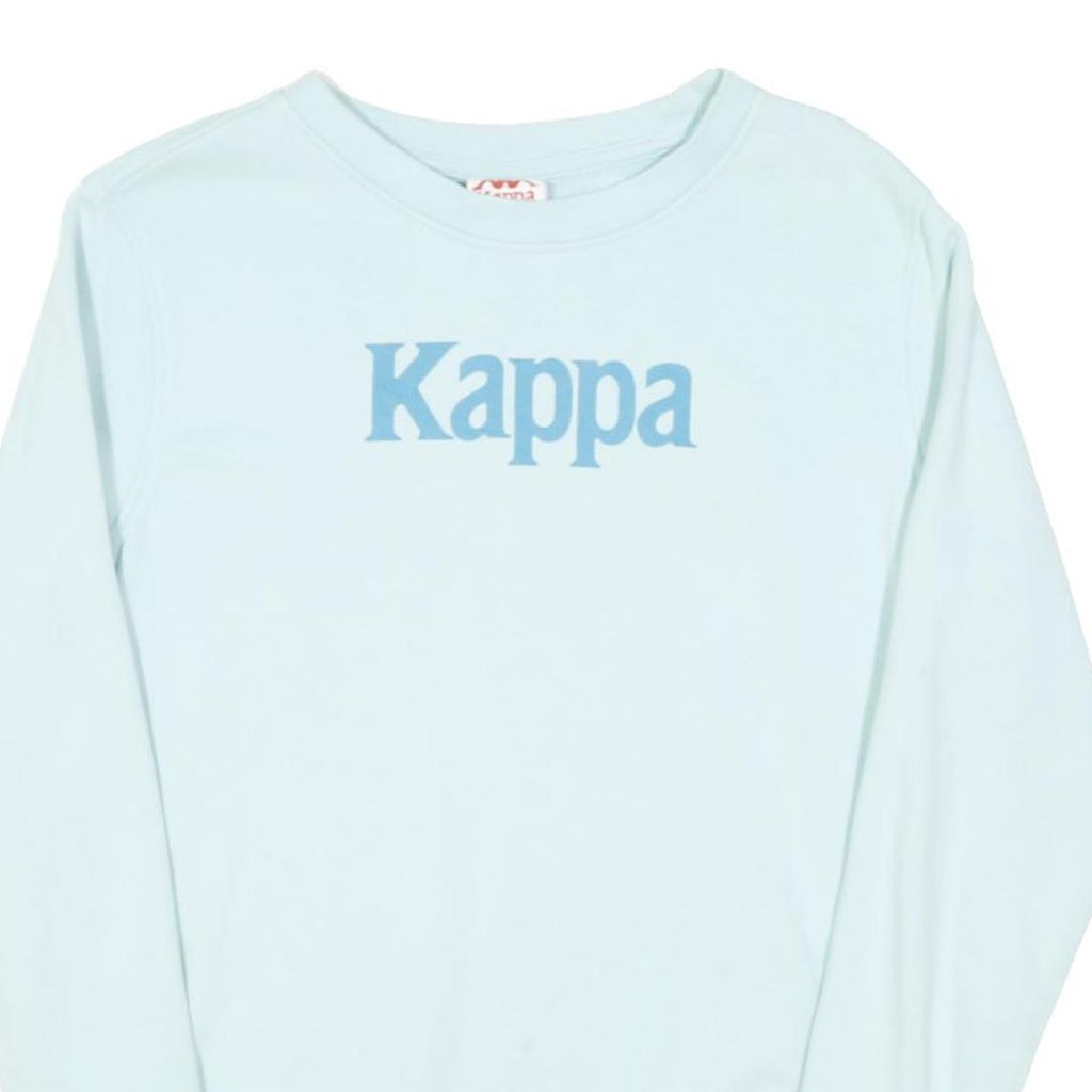 KAPPA Womens Light Blue Sweatshirt Crew Neck M Cotton Blend Logo Print