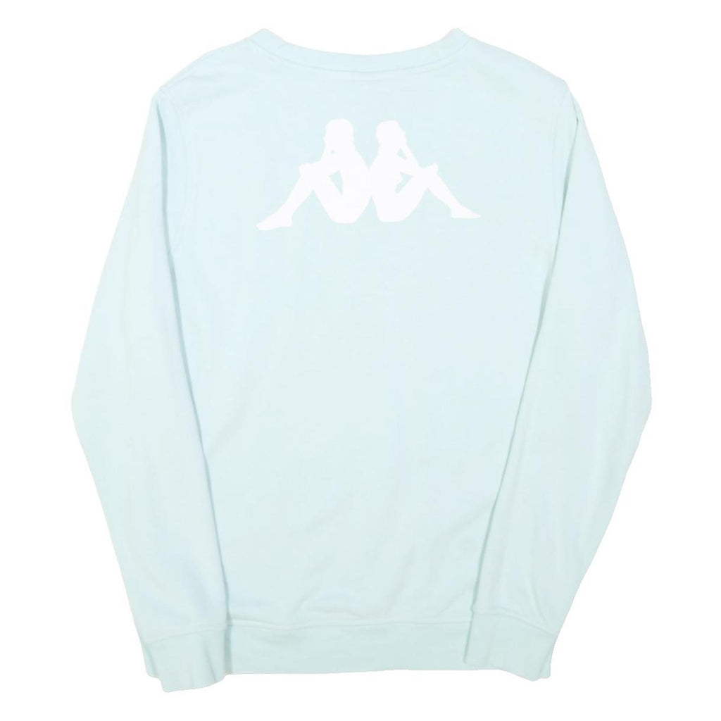 KAPPA Womens Light Blue Sweatshirt Crew Neck M Cotton Blend Logo Print