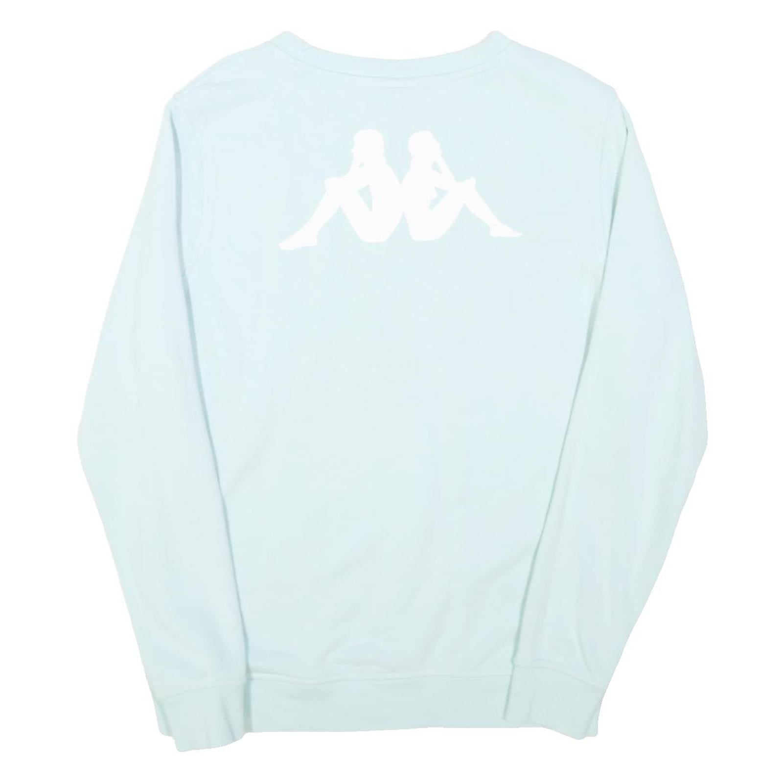 KAPPA Womens Light Blue Sweatshirt Crew Neck M Cotton Blend Logo Print