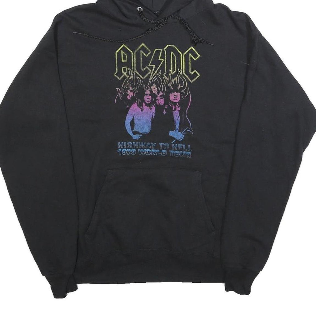 ACDC Mens Black Highway To Hell 1979 World Tour Pullover Hoodie S Cotton