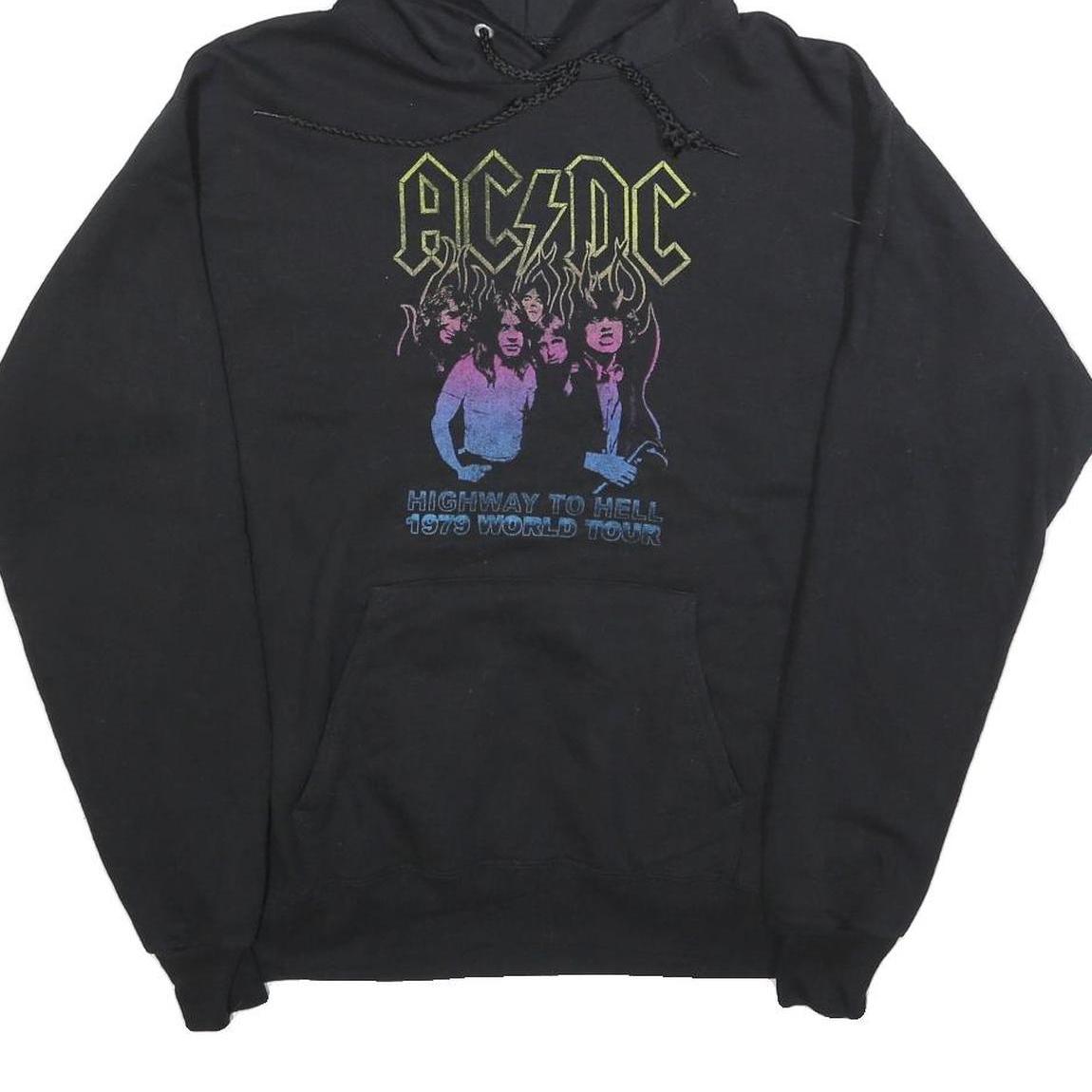 ACDC Mens Black Highway To Hell 1979 World Tour Pullover Hoodie S Cotton