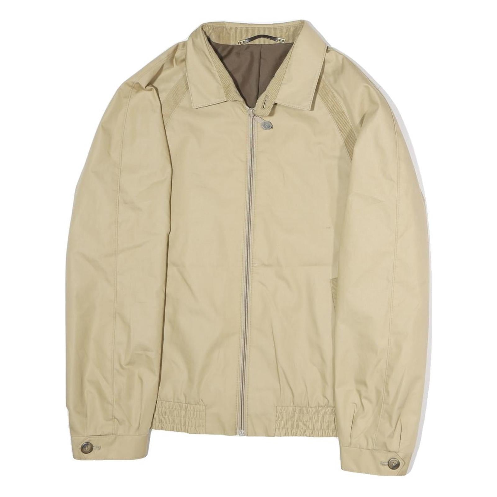 Mens Beige Polyester Zip Jacket M Classic Plain Casual Lightweight Outerwear