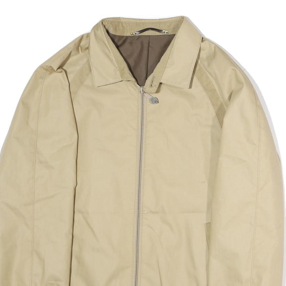 Mens Beige Polyester Zip Jacket M Classic Plain Casual Lightweight Outerwear