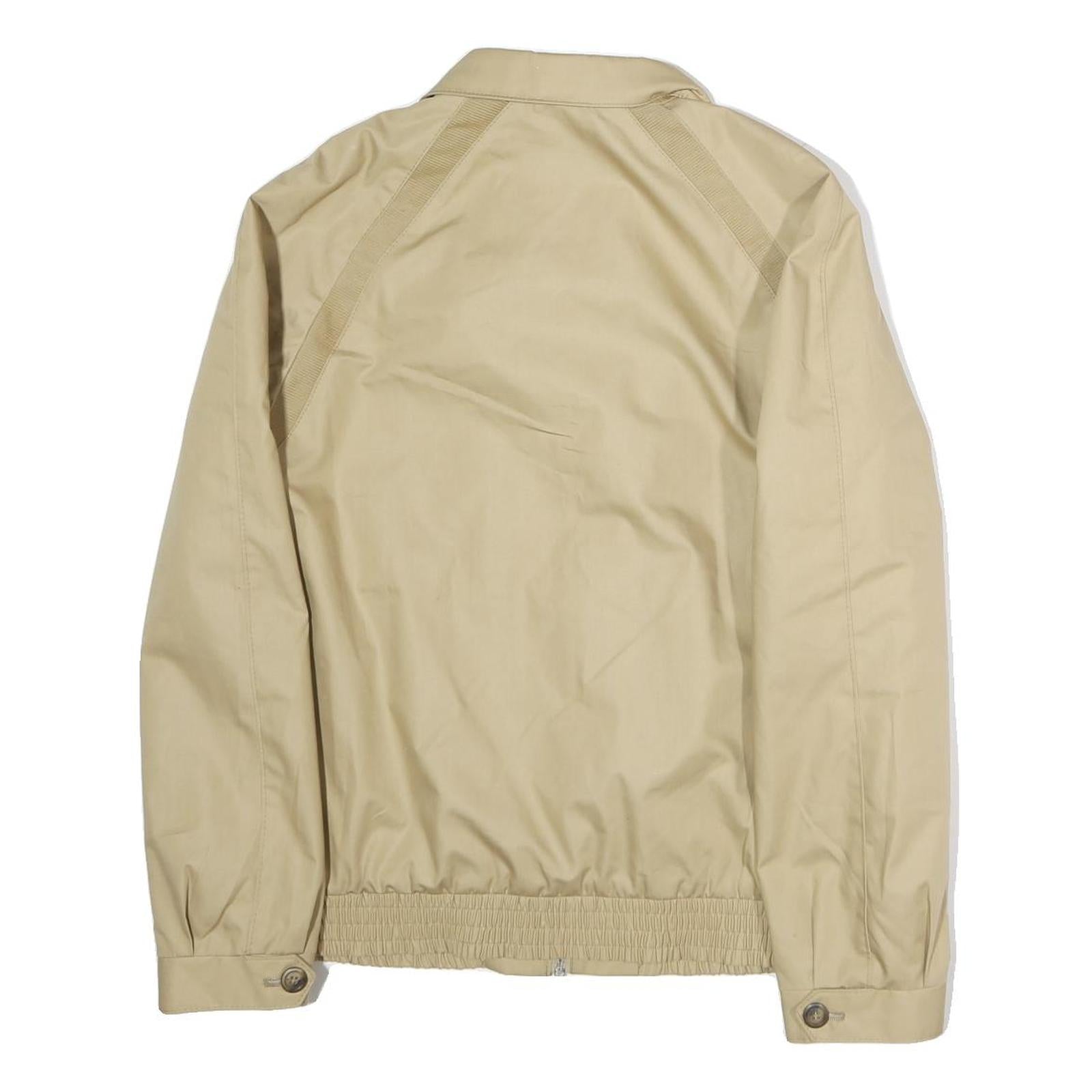Mens Beige Polyester Zip Jacket M Classic Plain Casual Lightweight Outerwear