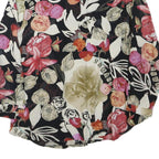 Womens Black & Cream Floral Printed Shirt Long Sleeve Collared M Relaxed Fit