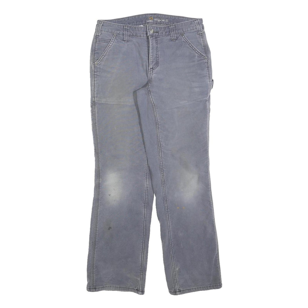 CARHARTT Womens Regular Blue Cotton Blend Zip Trousers W28 L28 Durable Workwear