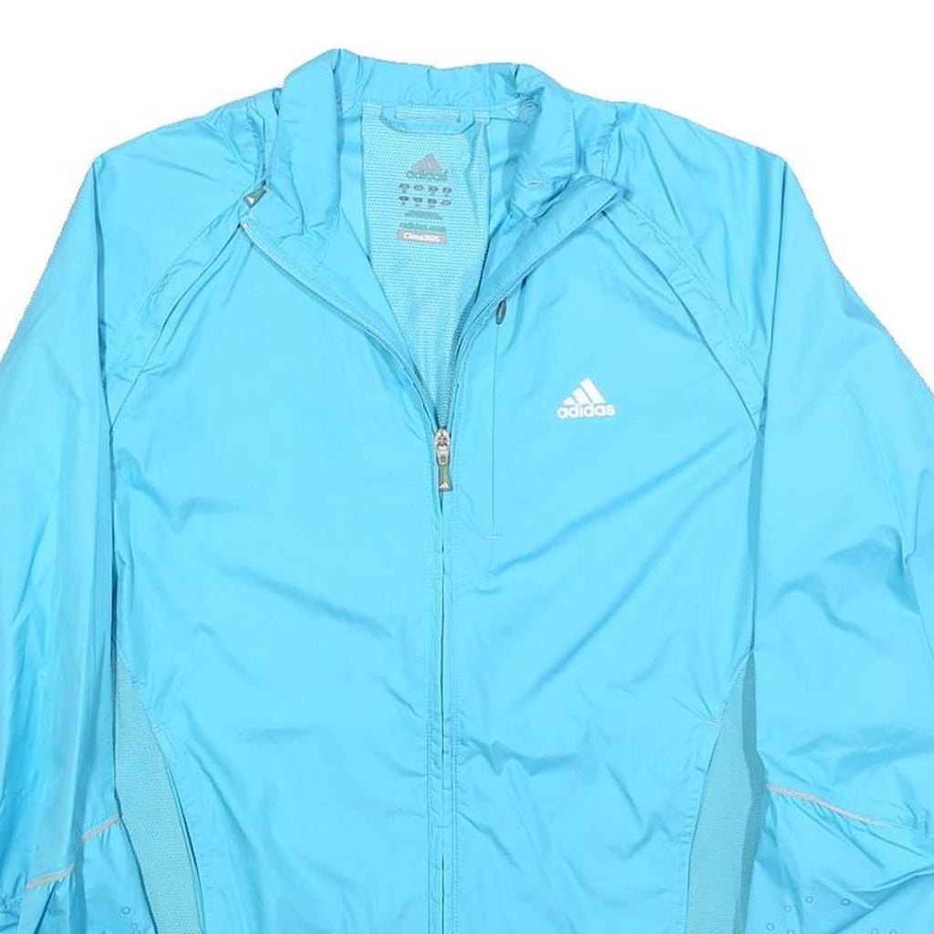 ADIDAS Womens Blue Lightweight Zip Jacket UK 14 Polyester Blend Athletic Outdoor