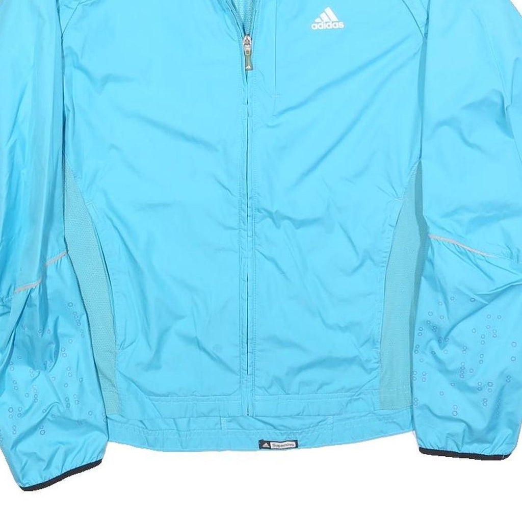 ADIDAS Womens Blue Lightweight Zip Jacket UK 14 Polyester Blend Athletic Outdoor