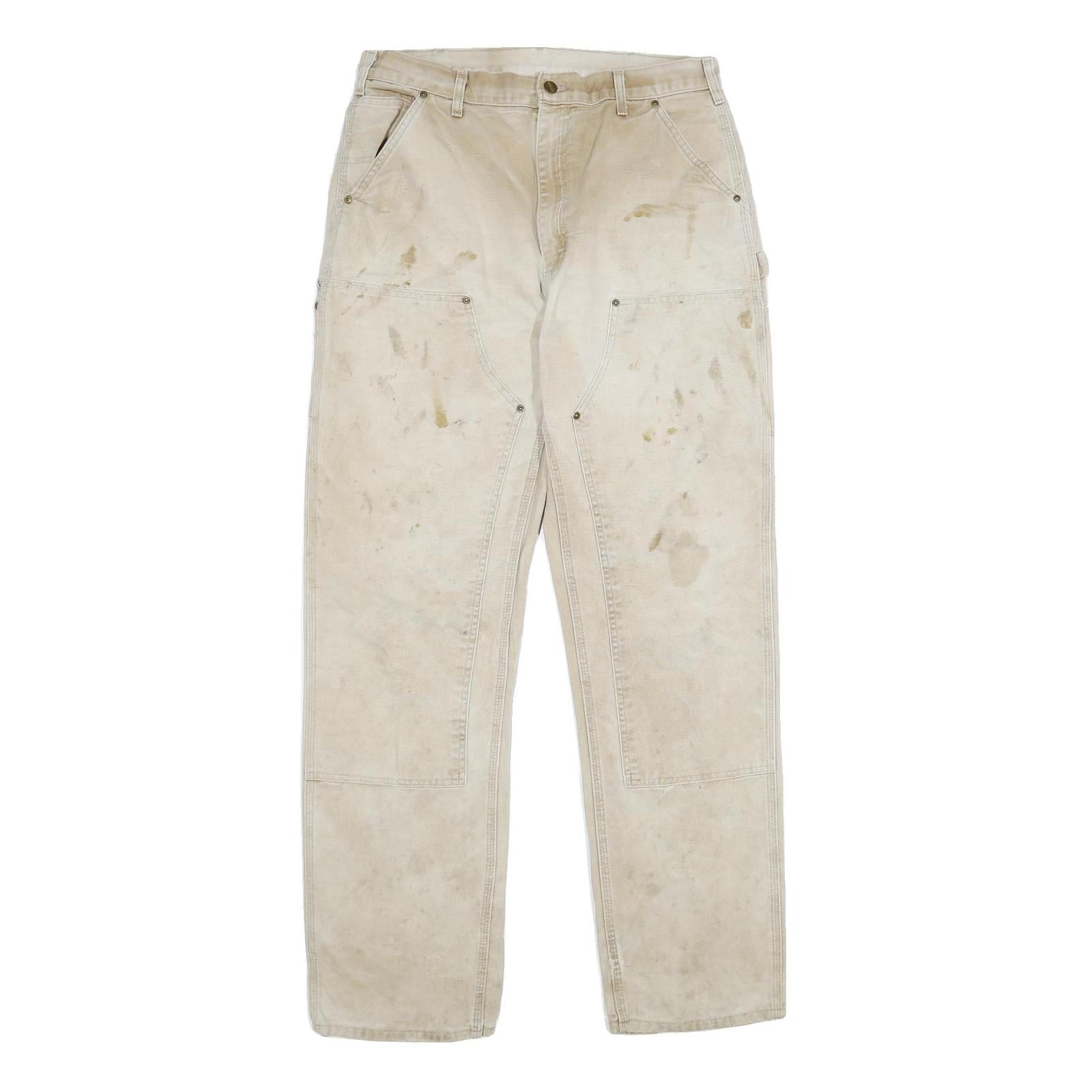 CARHARTT Mens Cotton Beige Classic Straight Trousers W36 L36 Workwear Durable