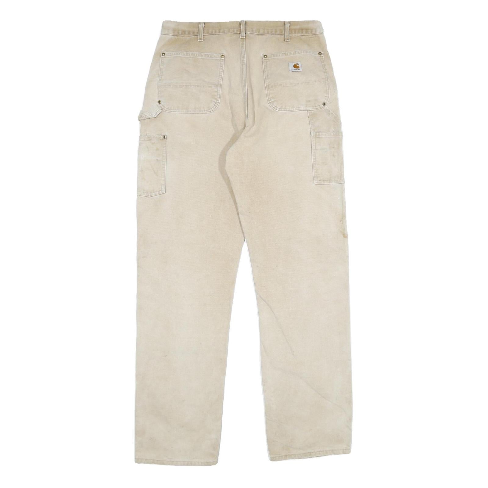 CARHARTT Mens Cotton Beige Classic Straight Trousers W36 L36 Workwear Durable