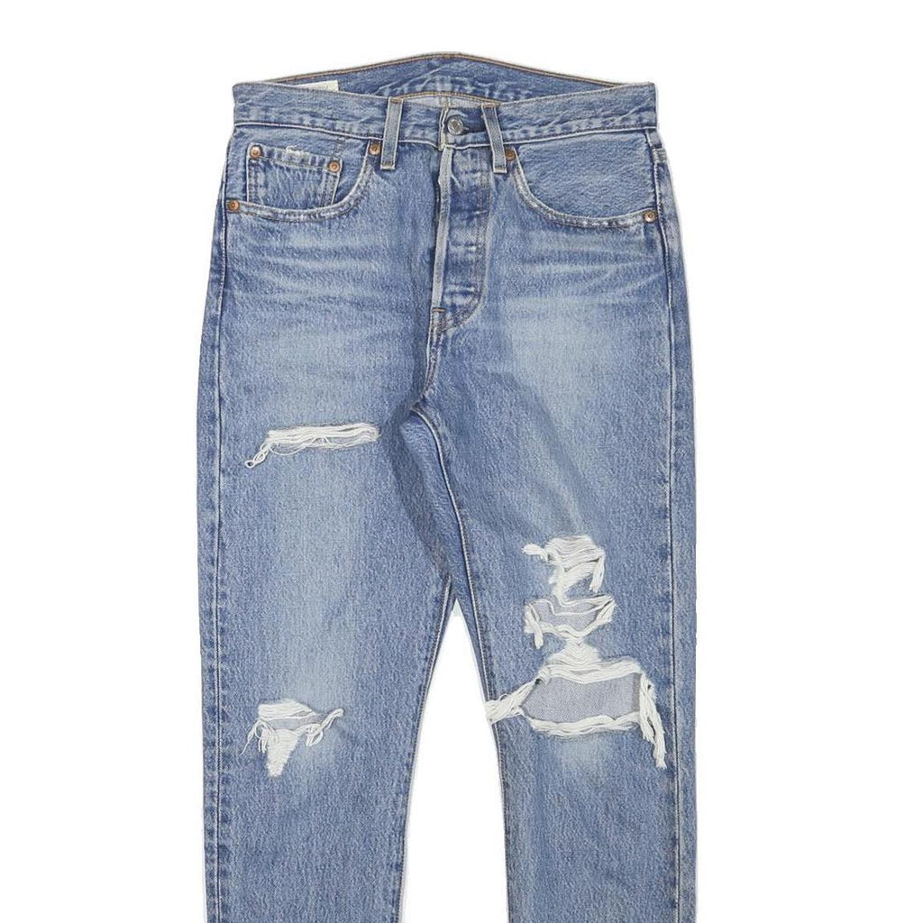 LEVI'S 501S Womens Jeans Blue Slim Skinny Denim Light W28 L28 Distressed