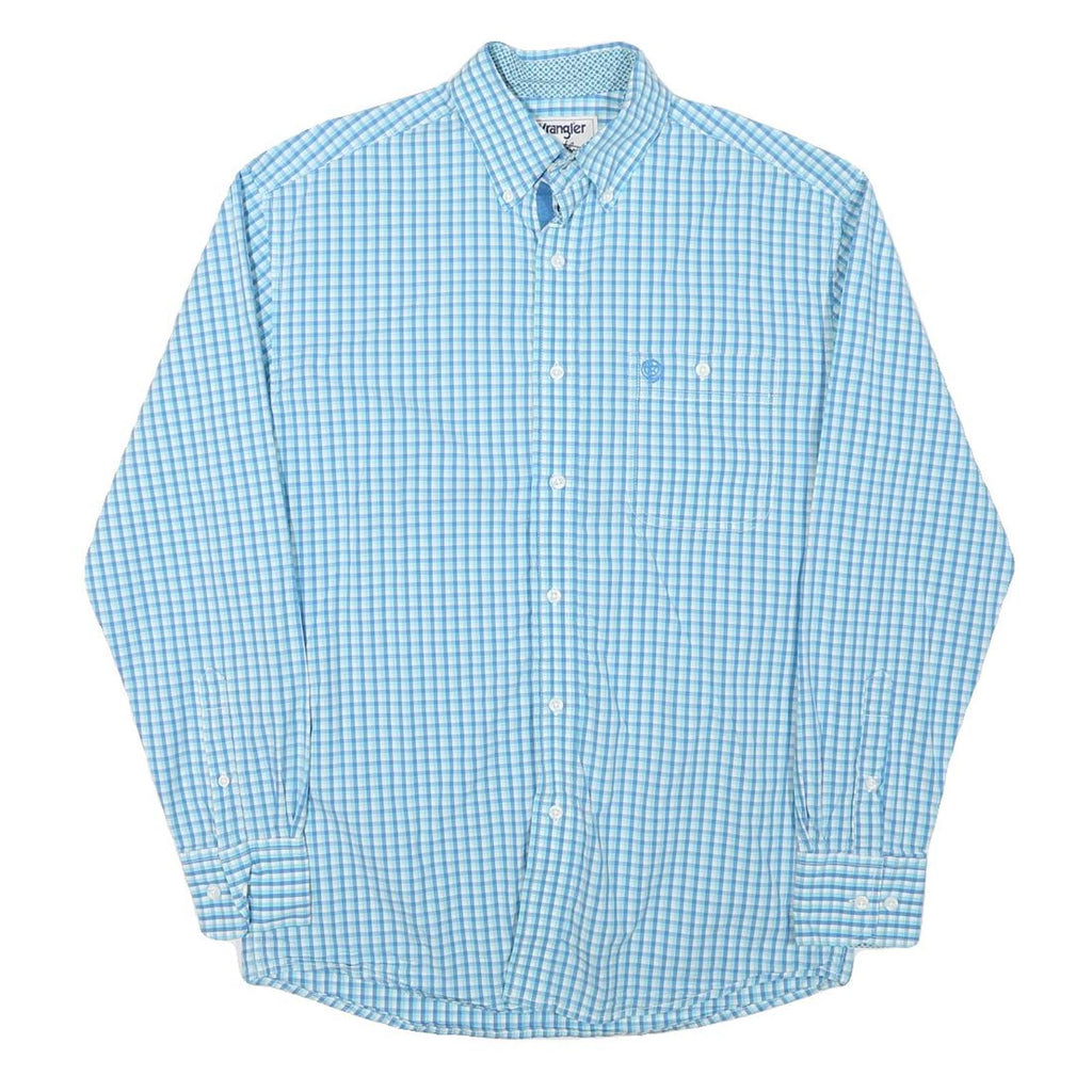 WRANGLER Mens Blue Checked Shirt XS Classic Button-Down Collar Long Sleeve