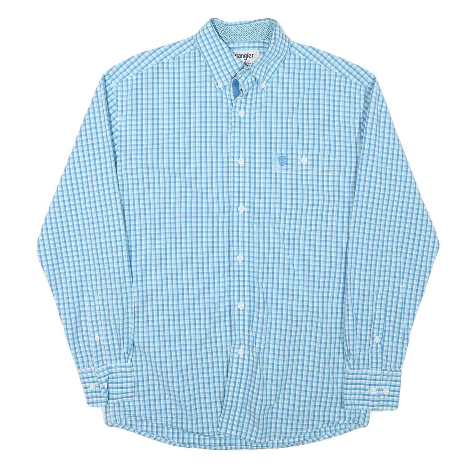 WRANGLER Mens Blue Checked Shirt XS Classic Button-Down Collar Long Sleeve
