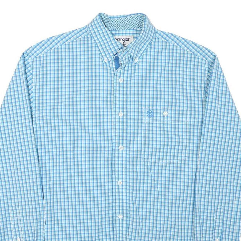 WRANGLER Mens Blue Checked Shirt XS Classic Button-Down Collar Long Sleeve