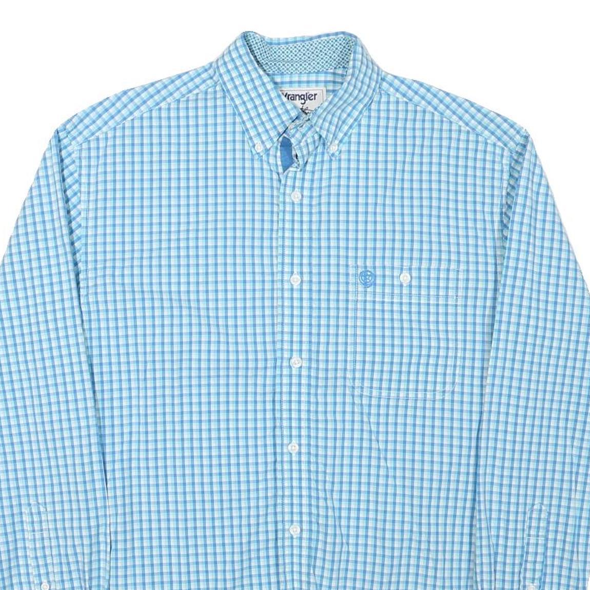 WRANGLER Mens Blue Checked Shirt XS Classic Button-Down Collar Long Sleeve