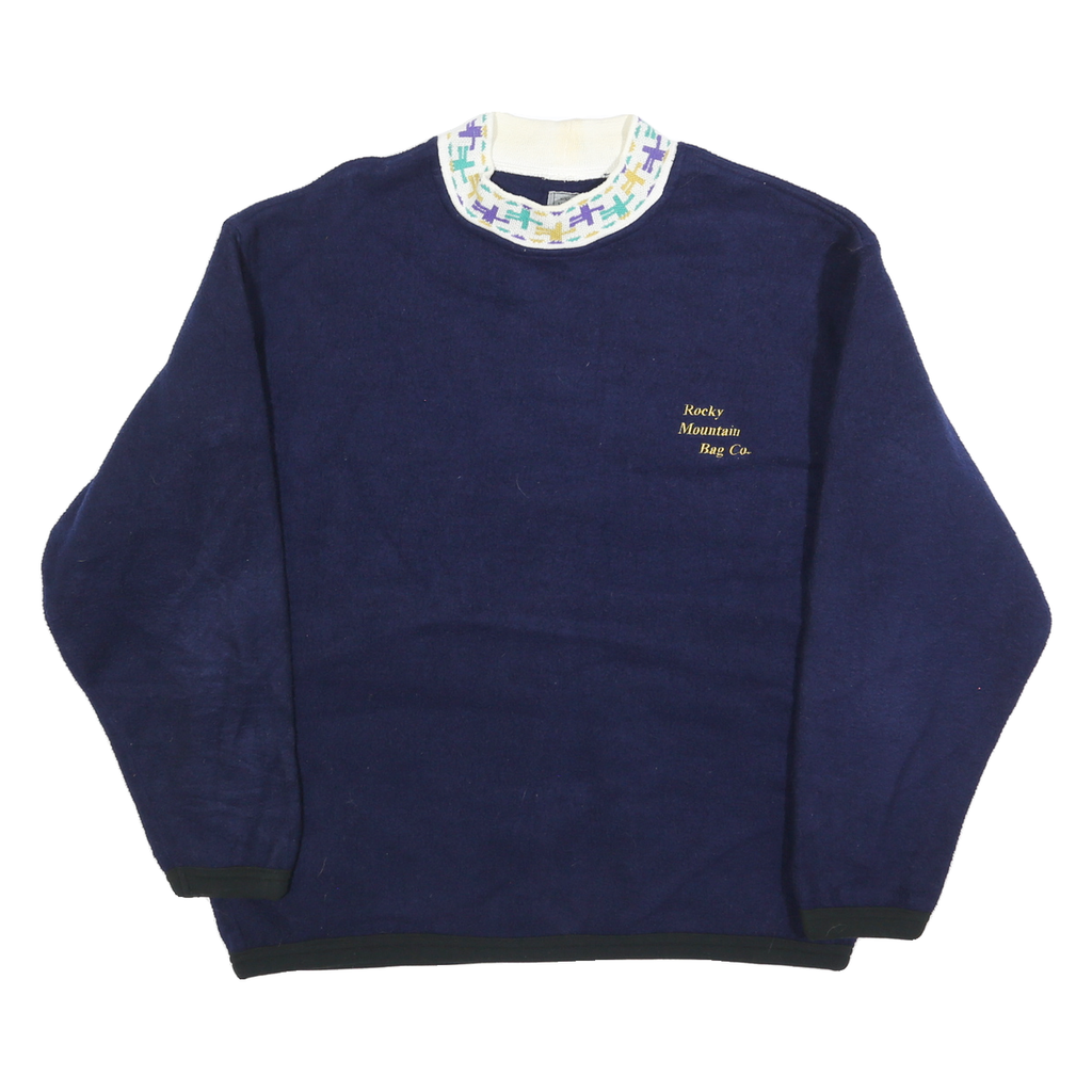 ROCKY MOUNTAIN BAG Womens Navy Patterned Jumper Round Neck Basic Knit L