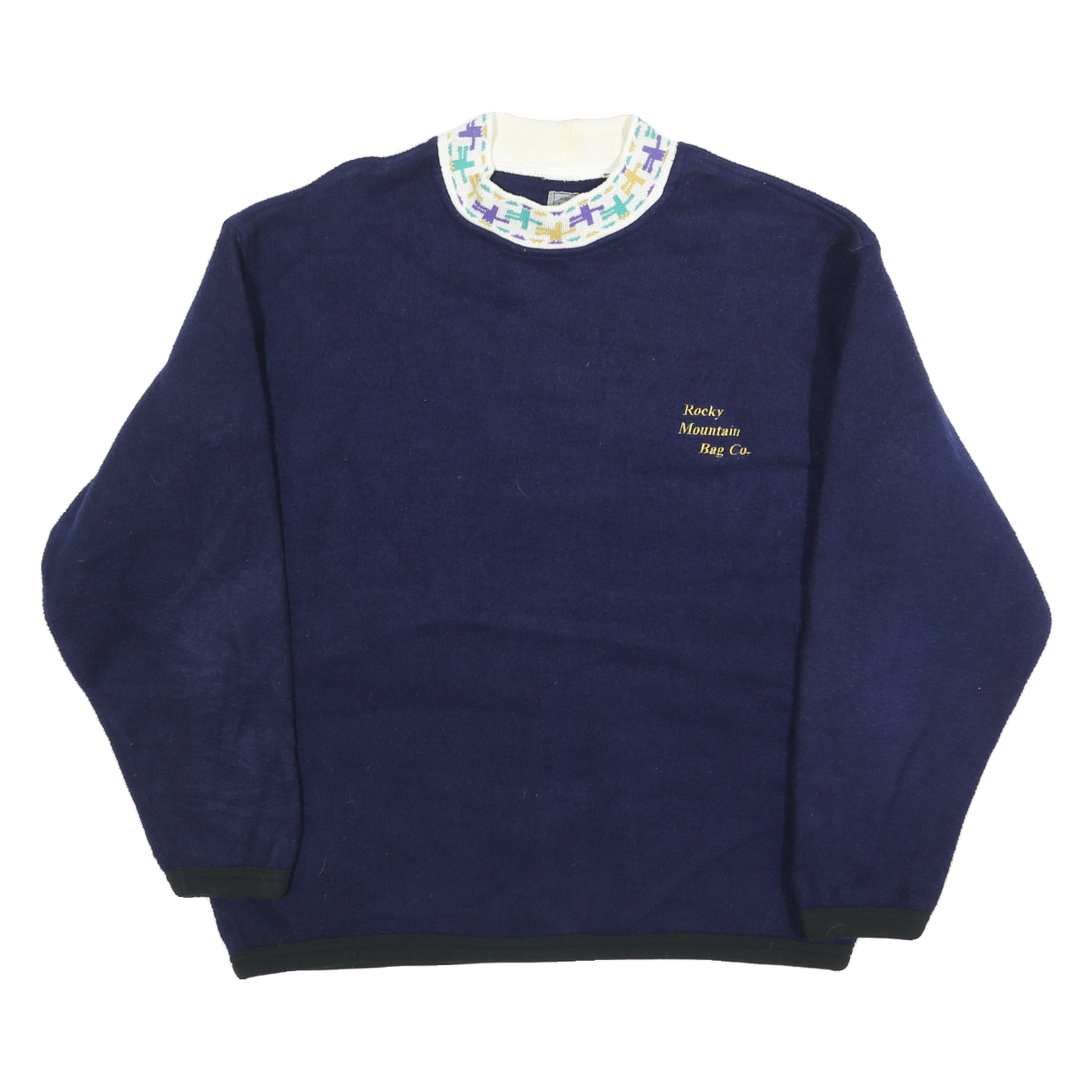 ROCKY MOUNTAIN BAG Womens Navy Patterned Jumper Round Neck Basic Knit L