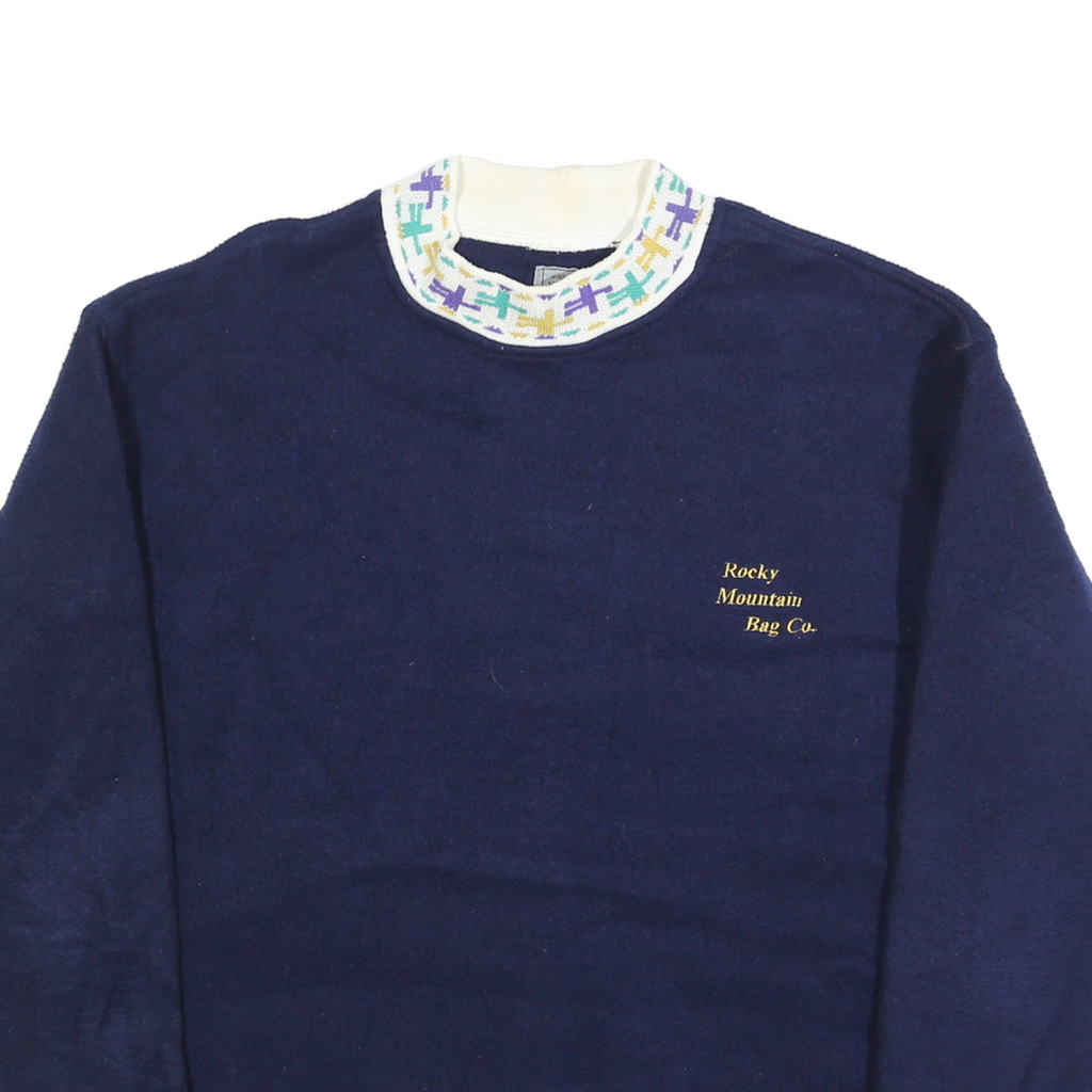 ROCKY MOUNTAIN BAG Womens Navy Patterned Jumper Round Neck Basic Knit L