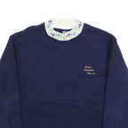 ROCKY MOUNTAIN BAG Womens Navy Patterned Jumper Round Neck Basic Knit L