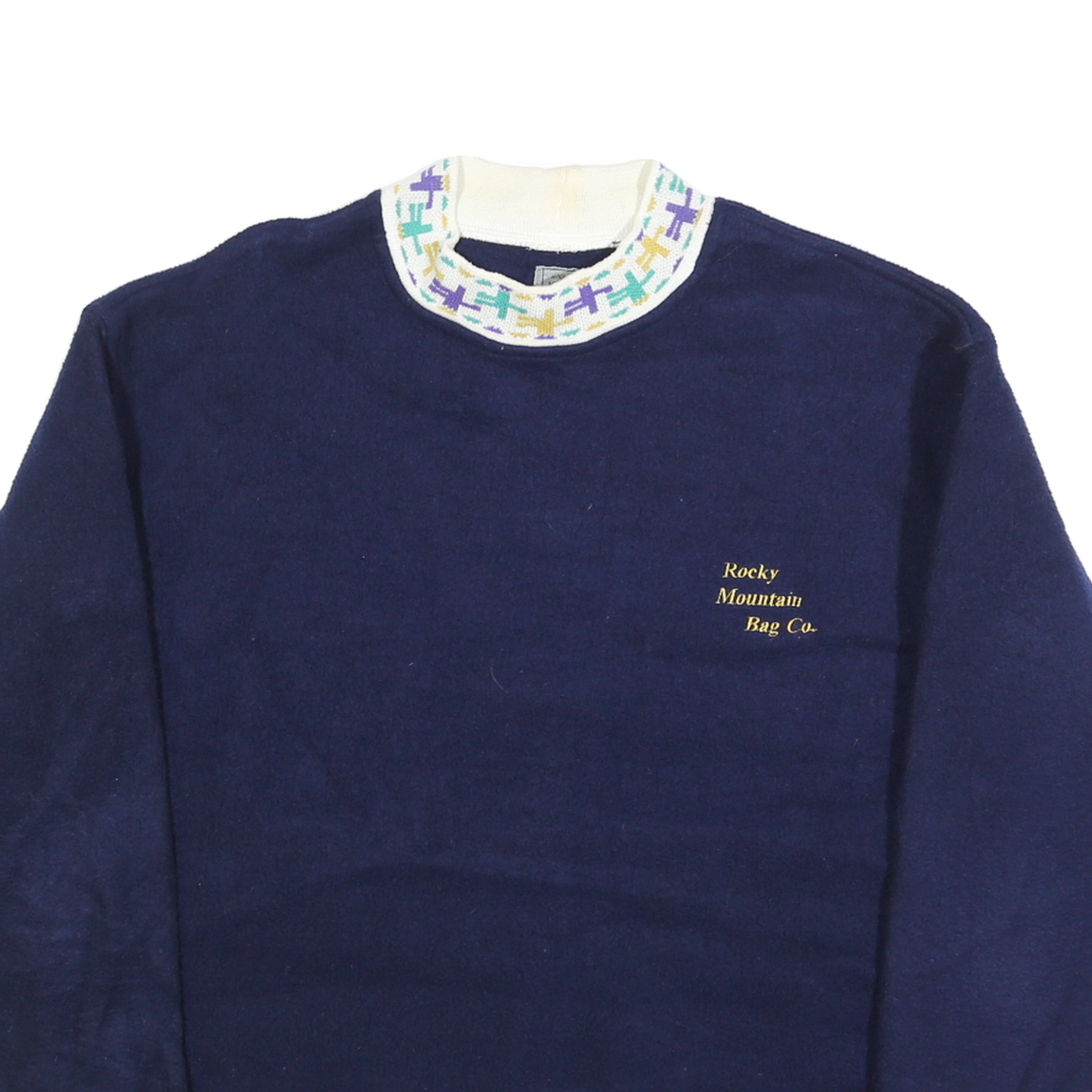 ROCKY MOUNTAIN BAG Womens Navy Patterned Jumper Round Neck Basic Knit L