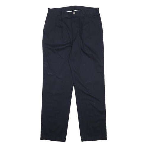 WRANGLER Mens Cotton Blue Regular Straight Trousers W34 L32 Classic Zip Closure