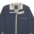 FAY Mens Blue & Cream Jacket L Polyester Blend Zip Plain Casual