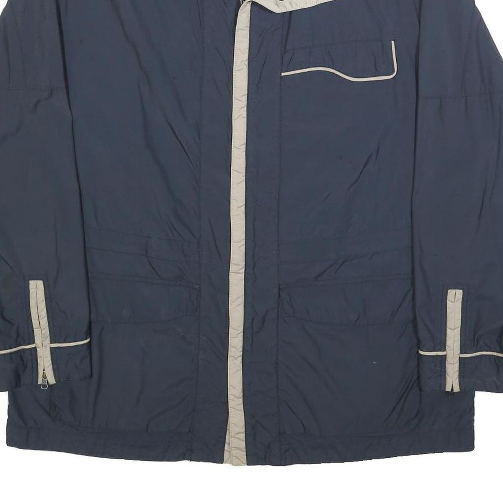 FAY Mens Blue & Cream Jacket L Polyester Blend Zip Plain Casual