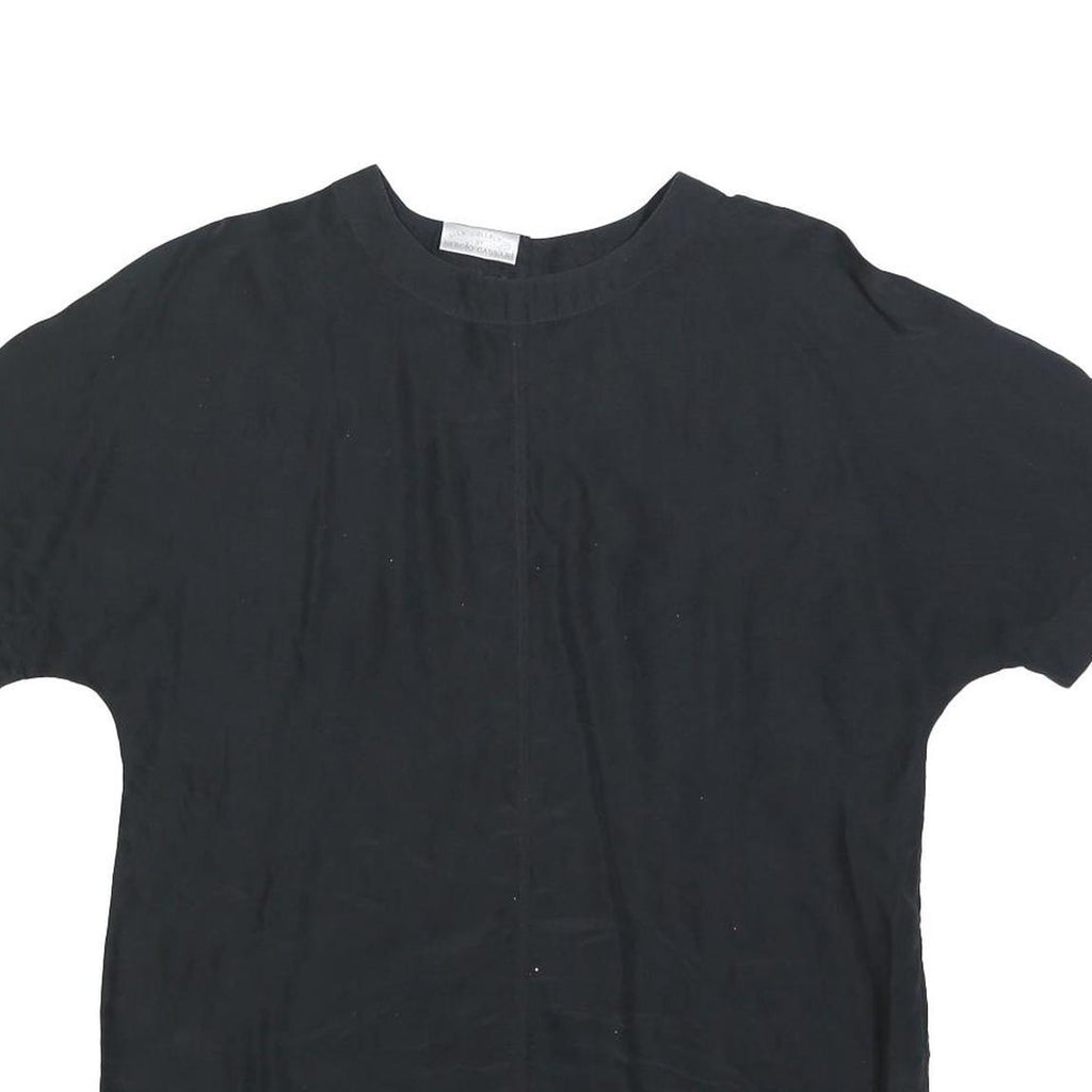 SERGIO CASSINI Womens Black Silk Shift Dress Short Sleeve UK S Elegant