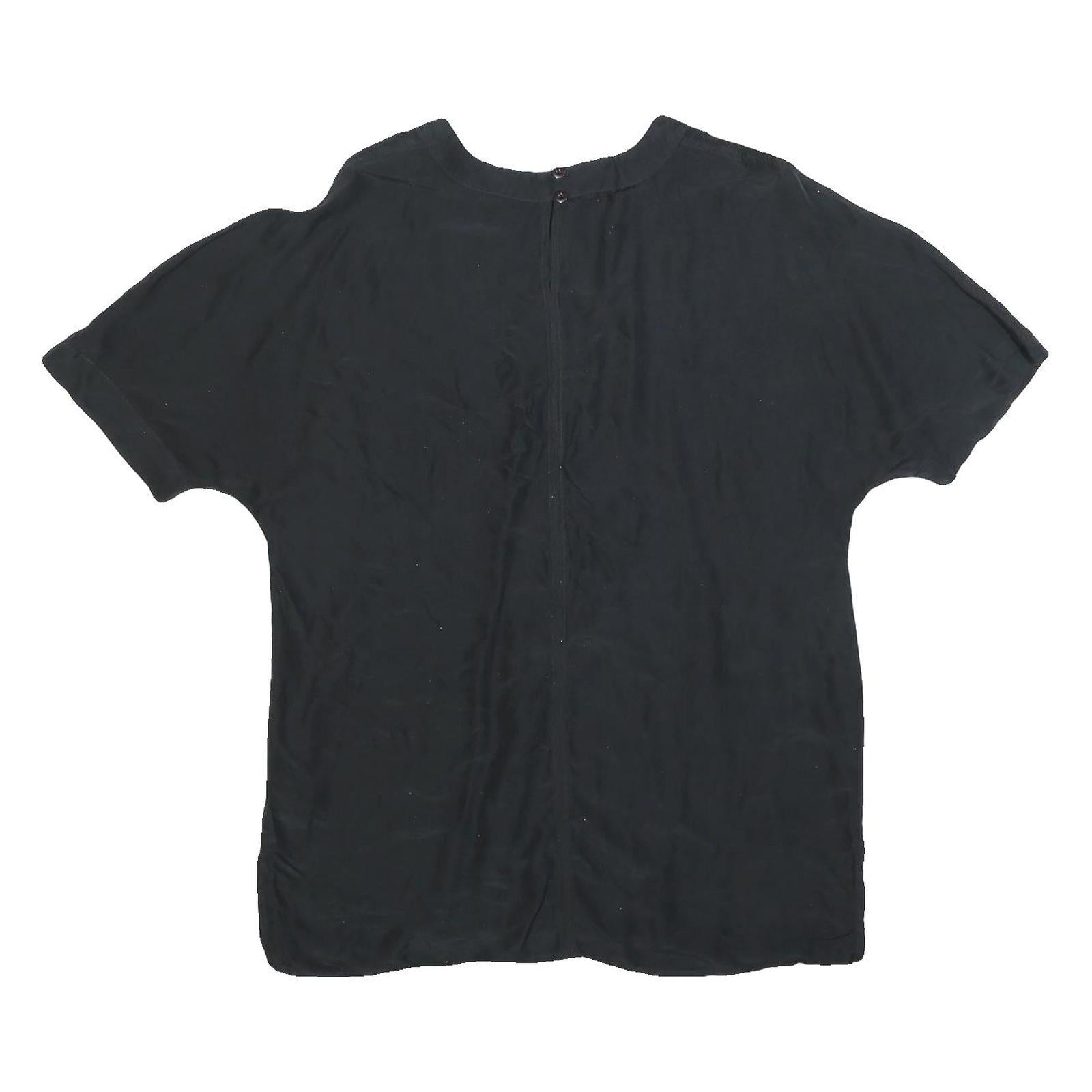 SERGIO CASSINI Womens Black Silk Shift Dress Short Sleeve UK S Elegant