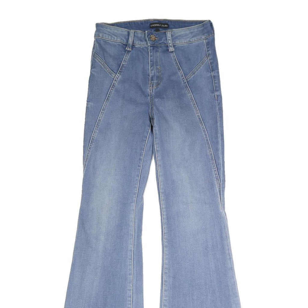 SINCERELY JULES Womens Jeans Blue Regular Flared Denim Light W25 L31 Button