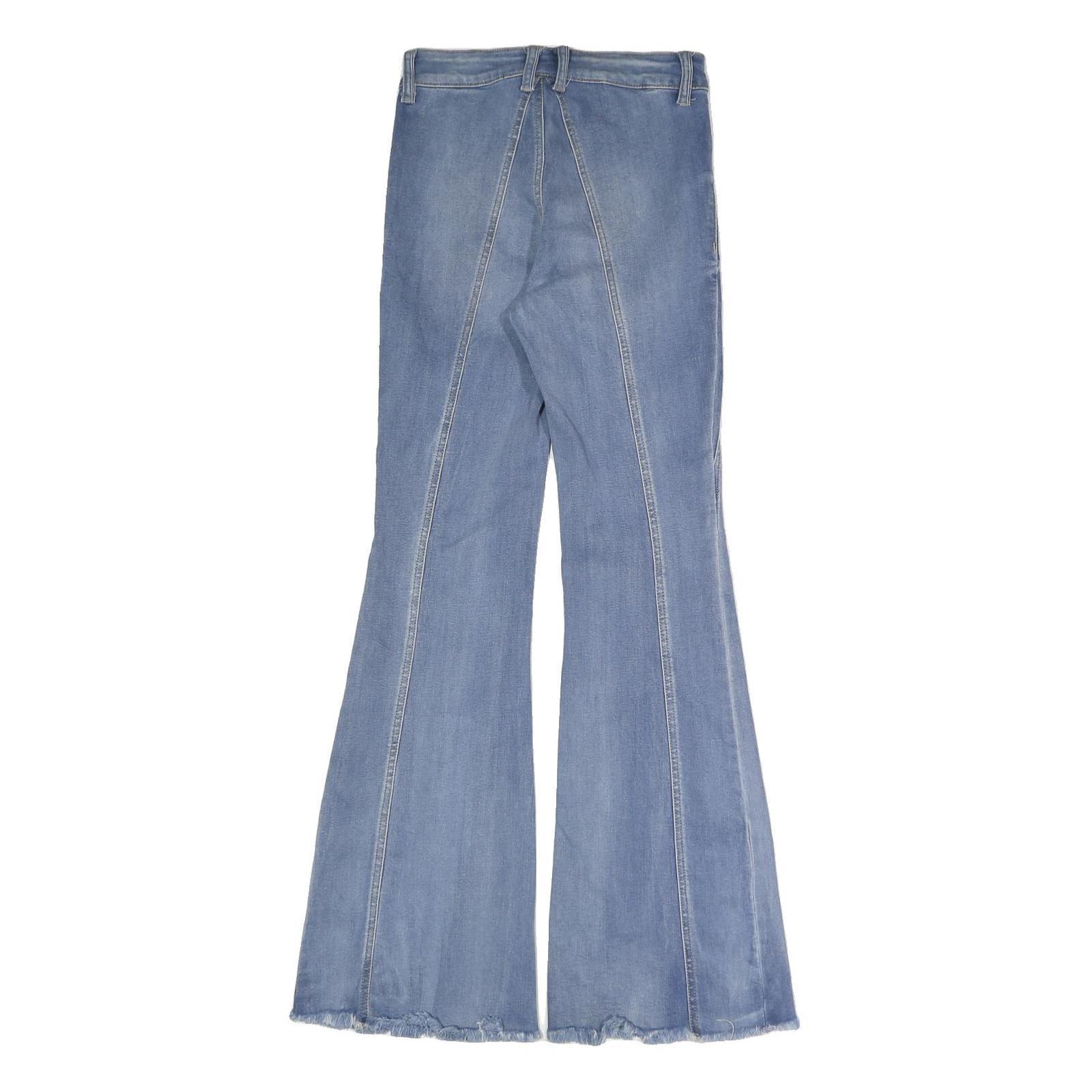 SINCERELY JULES Womens Jeans Blue Regular Flared Denim Light W25 L31 Button