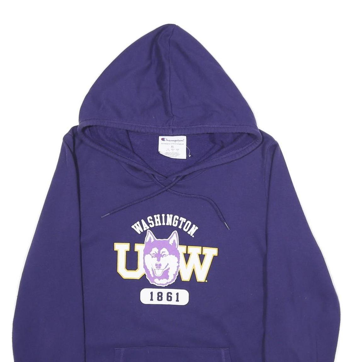 CHAMPION Womens Purple Washington UW 1861 Pullover Hoodie XL Cotton Blend