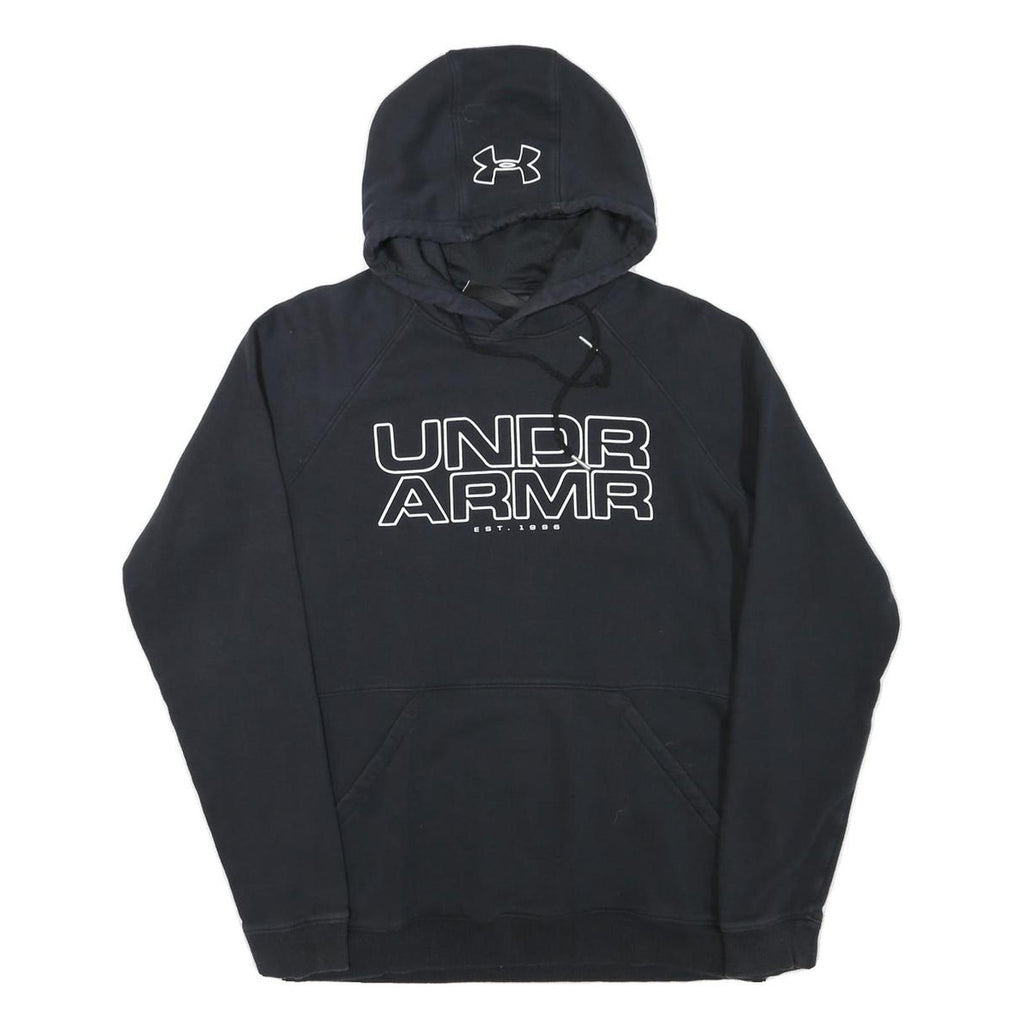 UNDER ARMOUR Mens Black Hoodie M Cotton Blend Pullover Lightweight Casual