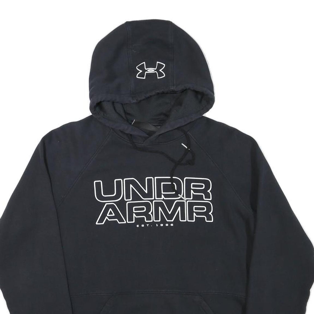 UNDER ARMOUR Mens Black Hoodie M Cotton Blend Pullover Lightweight Casual